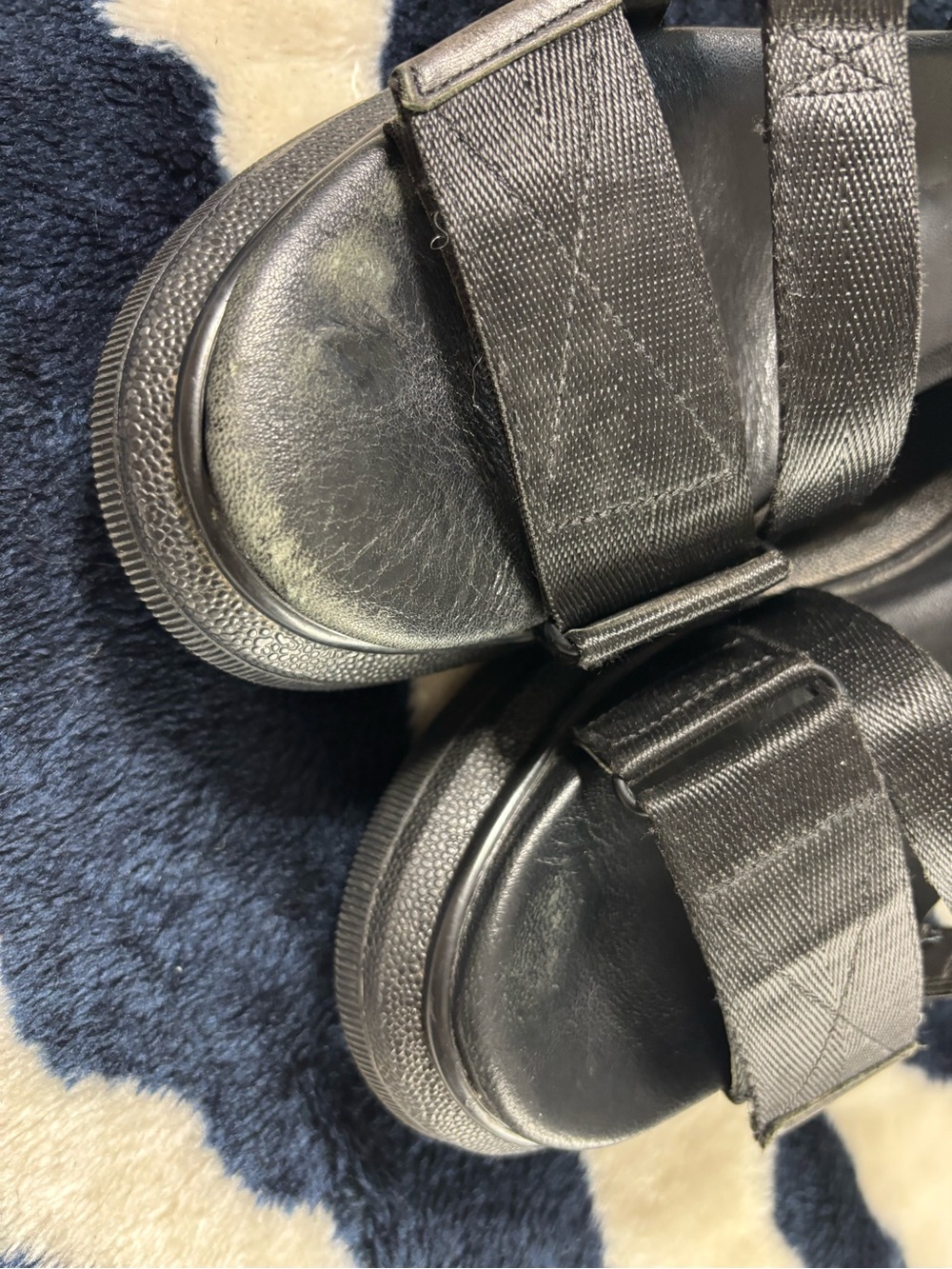 Suzanne Rae Black Nylon Velcro Platform Chunky Sandals Sz 39 or 9 US Strappy - Picture 3 of 12